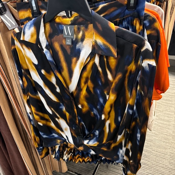 Worthington Satin Top 🧡💙 - Picture 5 of 8